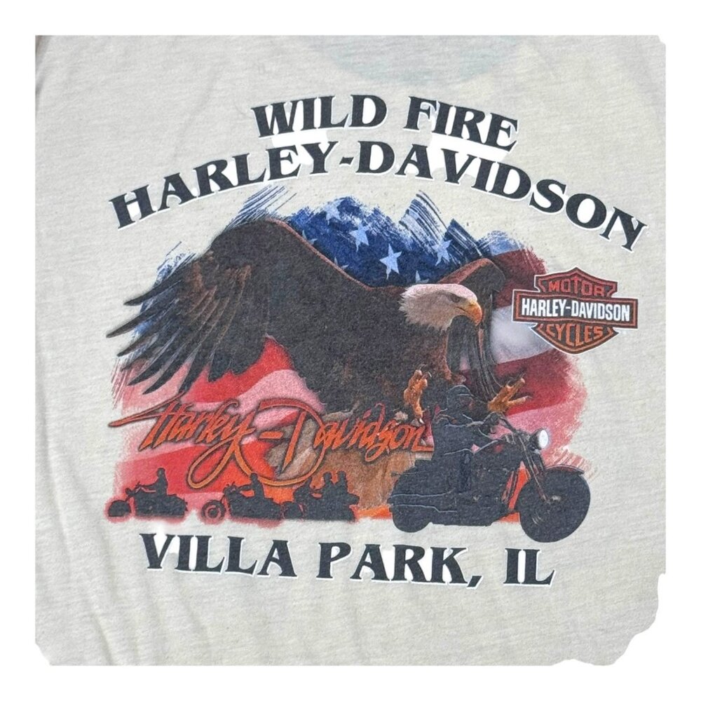 Harley-Davidson T-Shirt Free Spirit 1903 Wild Fire Villa Park IL XXL Eagle READ